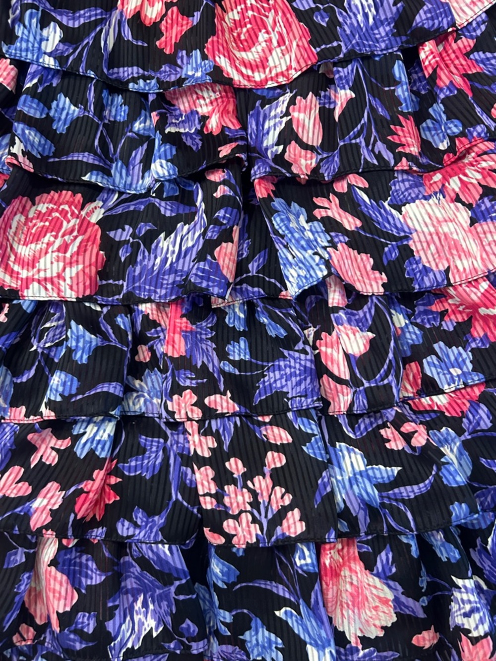 Vintage Neiman Marcus Janan Studio Floral Ruffle Sleeves Tiered Skirt Dress - Picture 3 of 11